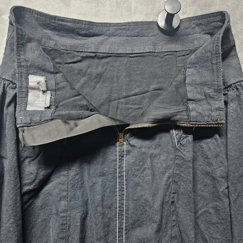 By Anthropologie XS Charcoal Grey Linen Blend Contrast Stitch Denim Skirt